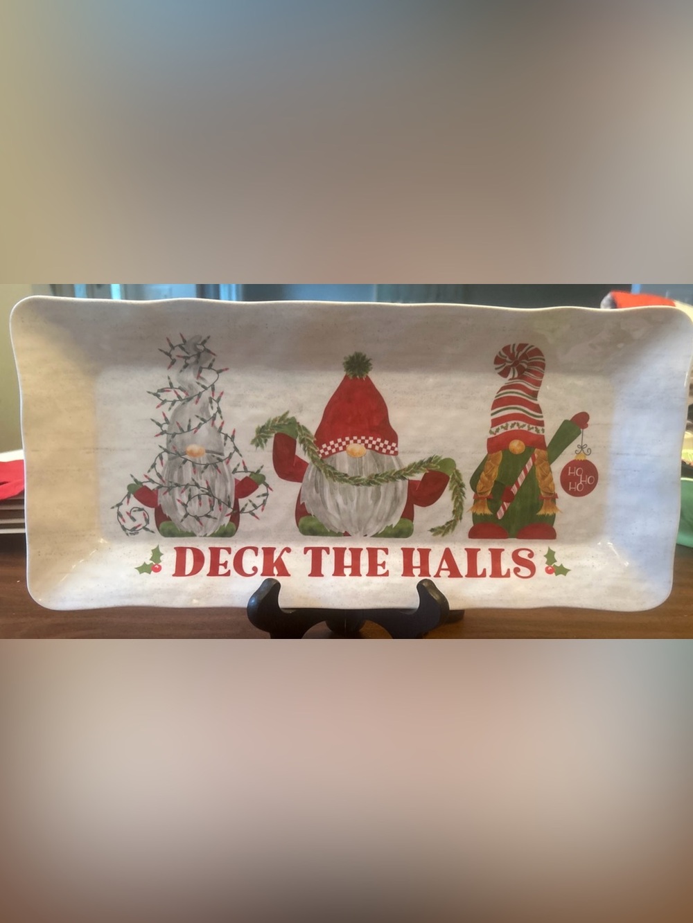 Novogratz Christmas Melamine Gnomes “Deck The halls” Serving platter Tray